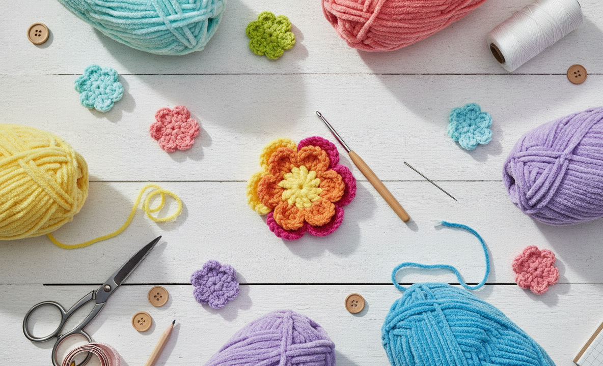 Gehaakte bloemen maken als vrolijk haakproject voor beginners