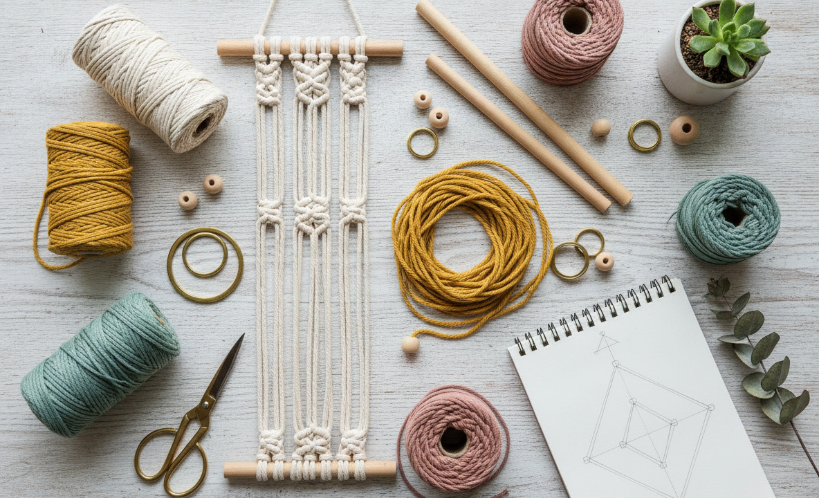 Macramé wandhanger stap voor stap knopen voor beginners